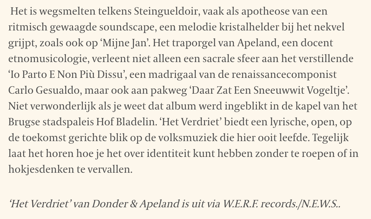 donder apeland het verdriet