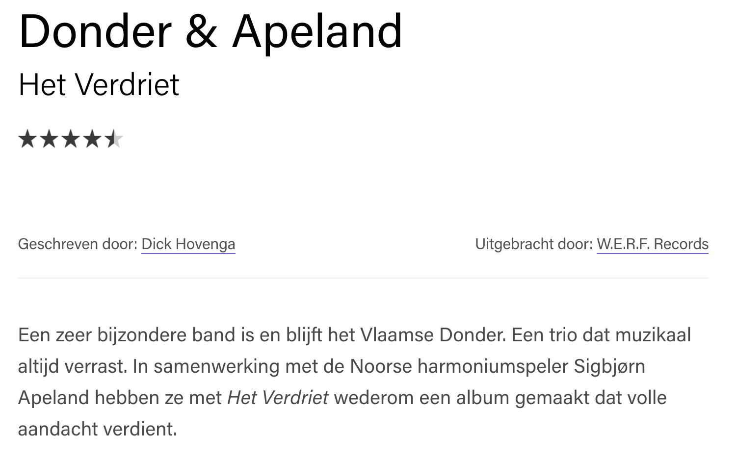 donder apeland het verdriet