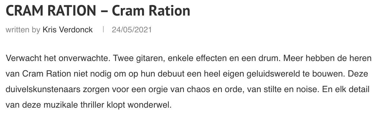 Pauwels Verbruggen De Sutter-Pinoy Cram Ration
