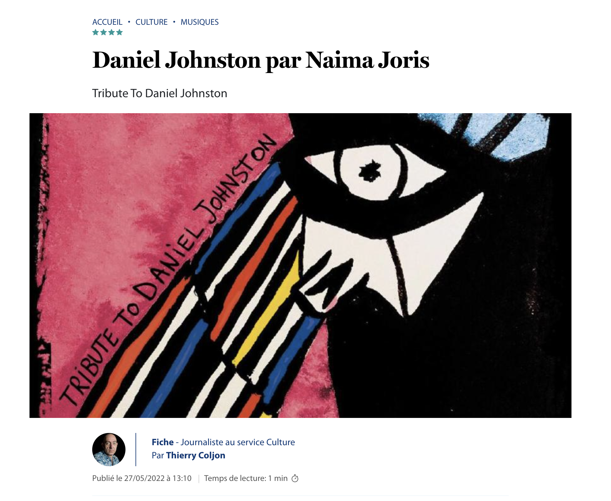 album review naima joris tribute to daniel johnston le soir