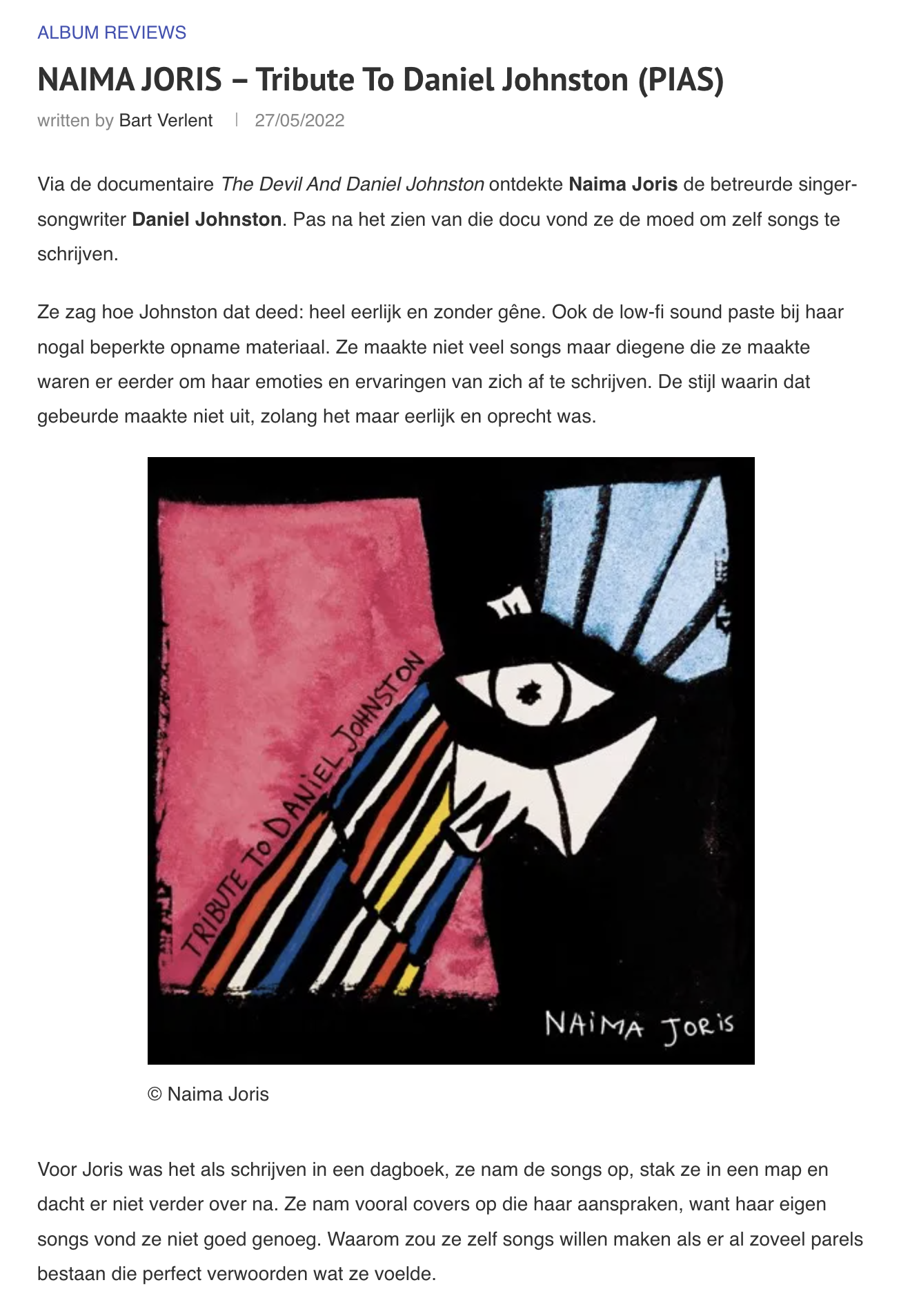 album review naima joris tribute to daniel johnston luminous dash